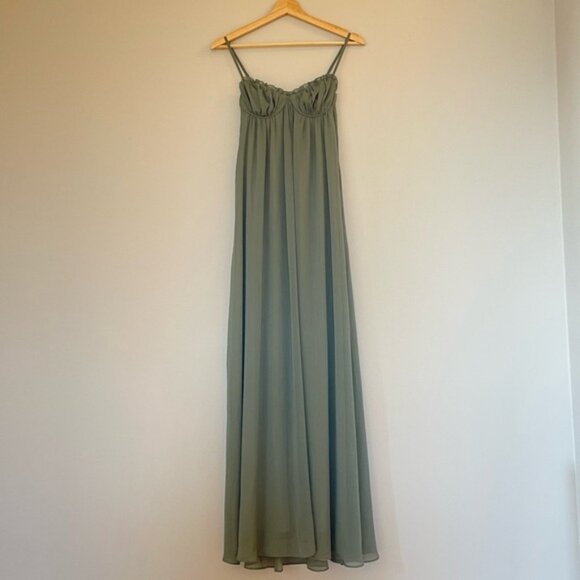 NEW Reformation Cebba Elegant Maxi Dress Green Moss | size 0 - Picture 7 of 15